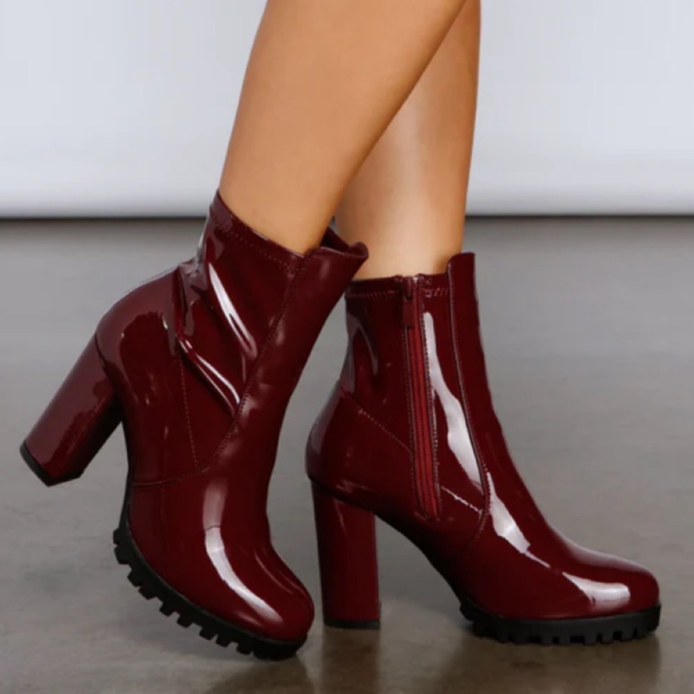 Burgundy Platform Boots